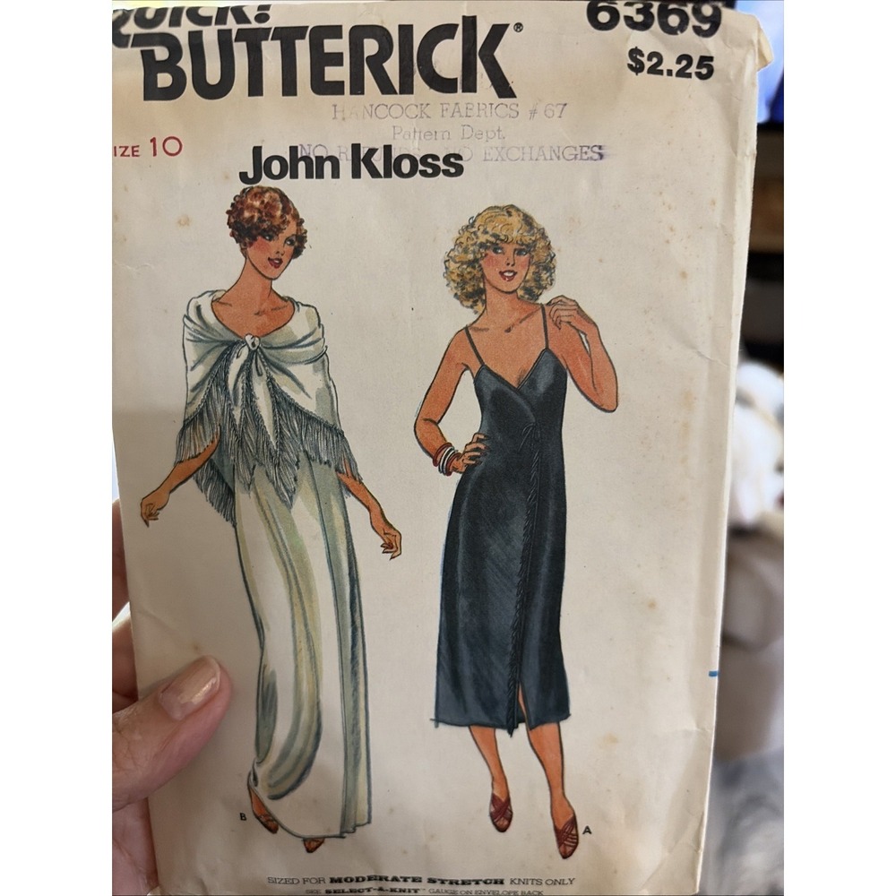 Vintage Butterick 6369 Size 10 Dress, Gown & Shawl Cut John Kloss Sewing Pattern